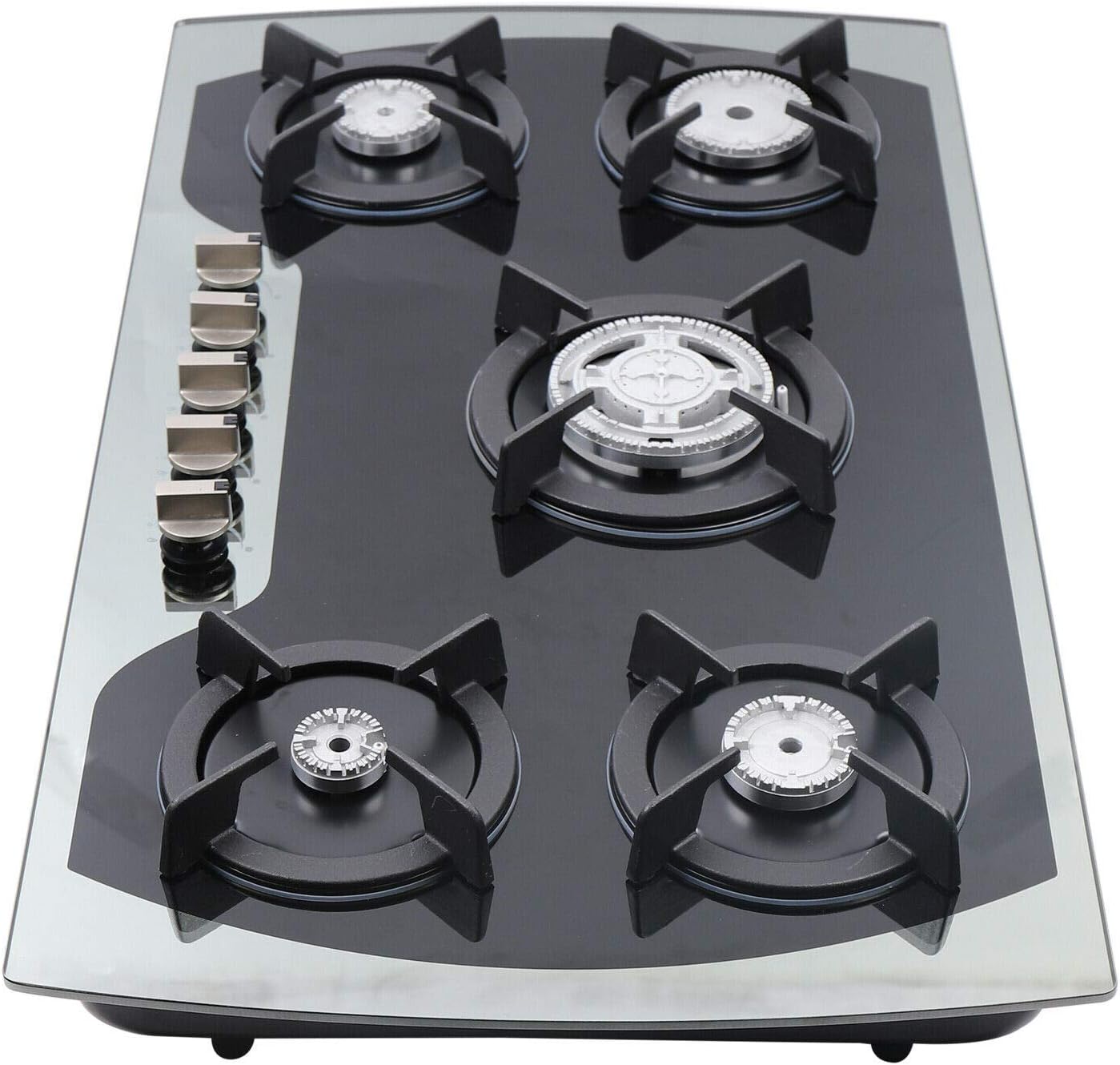 Futchoy 35 inch Gas Cooktop, Built-In 5 Burner Gas Hob Cook top, Stainless Steel Gas Stoves Drop-in Cooktops, NG/LPG gas burner, Kitchen Cooker cooktops