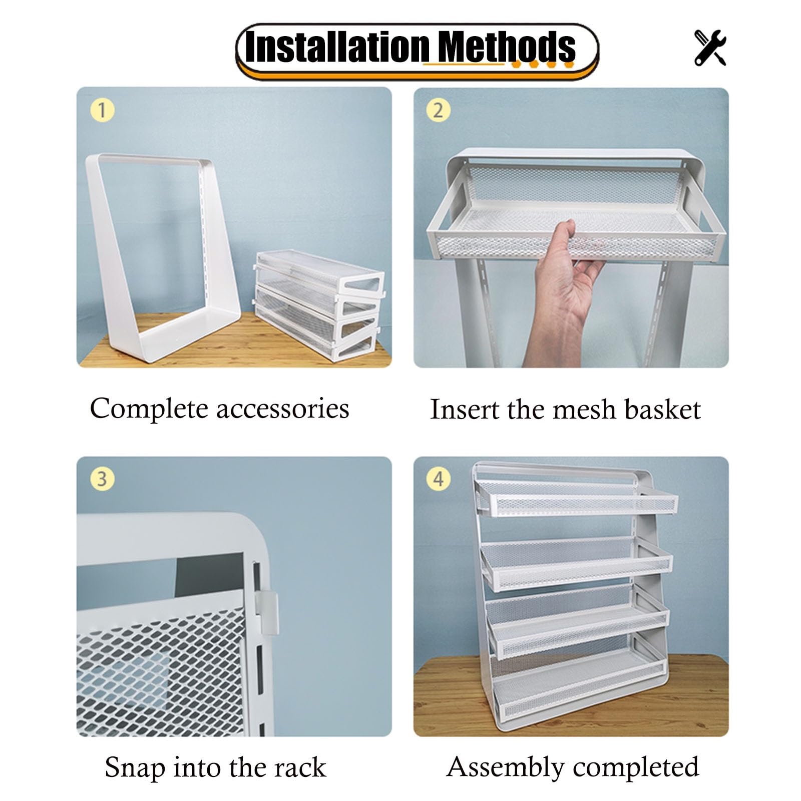 Gemüseregal für Küche Snackregal mit 3 Ebenen für die Arbeitsplatte, verstellbarer Drahtkorb-Organizer für Küche, Vorratsschrank, Badezimmer, Büro, Geschäfte, Chips-/Bonbon-/Kaugummi-/Medikamentenhal