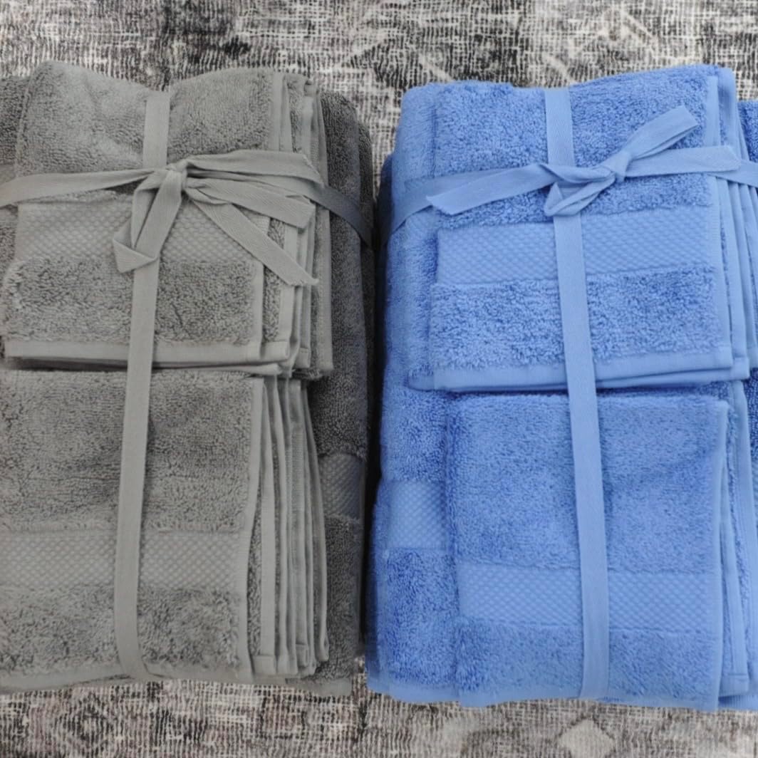 100% Organic Turkish Cotton, 700 GSM. Strabellalife. 6-Piece Towel Set - 2 Bath Towels, 2 Hand Towels, and 2 Wash Cloths, Super Soft & Highly Absorbent (Gray)