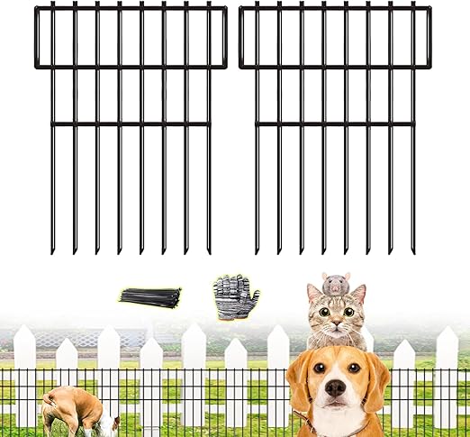 Animal Barrier Fence No Dig 25pcs Garden Fence 27ft(L) X17 H Dog Fence Panels 1.5" Gap No Dig Garden Fence Borders for Yards, Metal Fence Panels Outdoor Rustproof