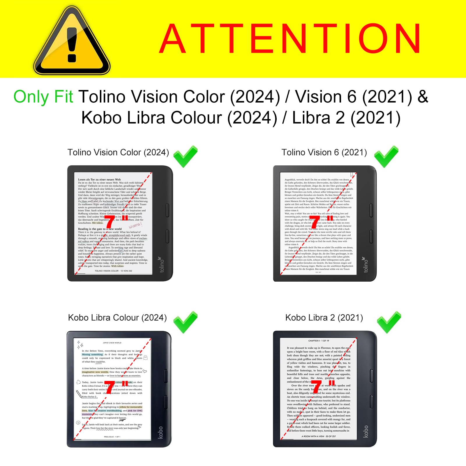 FINTIE Étui Compatible avec 7" Kobo Libra Colour 2024 / Kobo Libra 2 2021 (Modèle: N428 / N418), Coque Liseuse avec Béquille et Fente pour Carte et Dragonne, Fleur Printanière