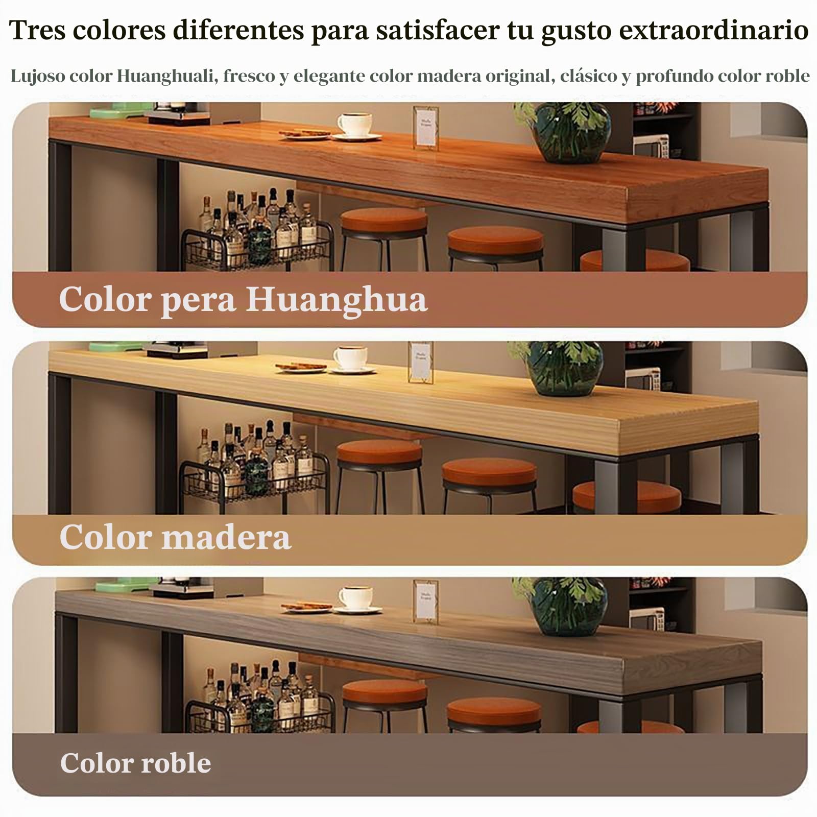 Mesa de Bar, Barra de Desayuno de Cocina, Mesa de Barra de Desayuno, Escritorio de café con Marco de Metal, Puede soportar 200 kg de Almohadillas Ajustables para el hogar, Cocina, Desayuno