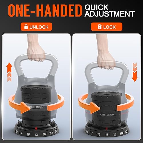 Miniatura 3 de HXD-ERGO Adjustable Kettlebell Weight Set-Quickly Adjusts Weights, Comfortable Grip, Ergonomic Kettlebell Sets For Home Gym