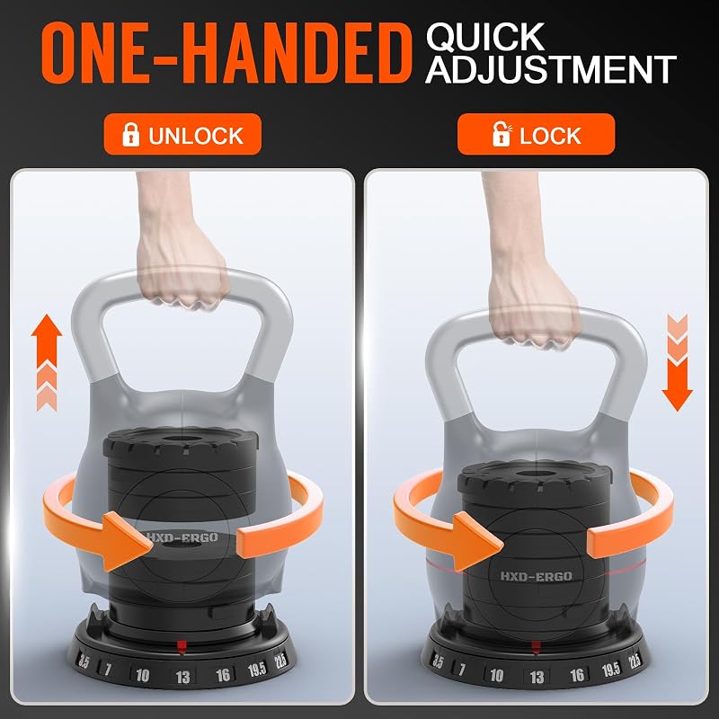 HXD-ERGO Állítható Kettlebell Súlyzó Szett - Ergonomikus Otthoni Edzéshez