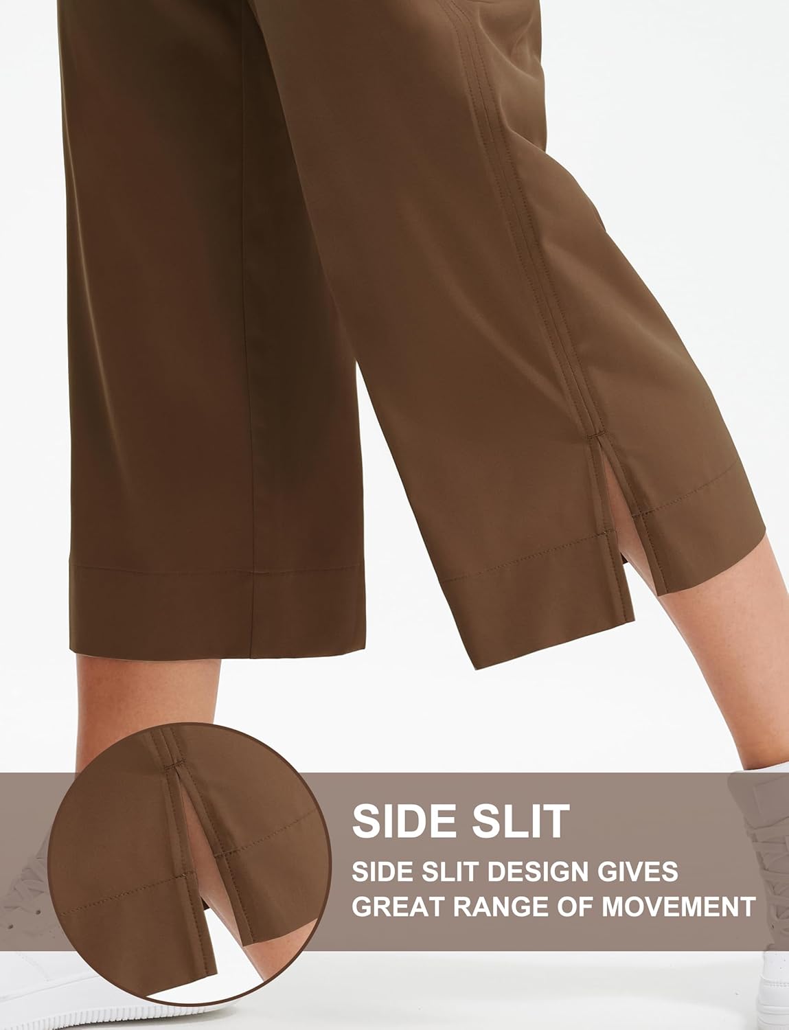 Libin Lightweight Wide Leg Capri Pants for Women High Waisted Quick Dry Casual Travel Pants Loose with Pockets Walking - Image 4
