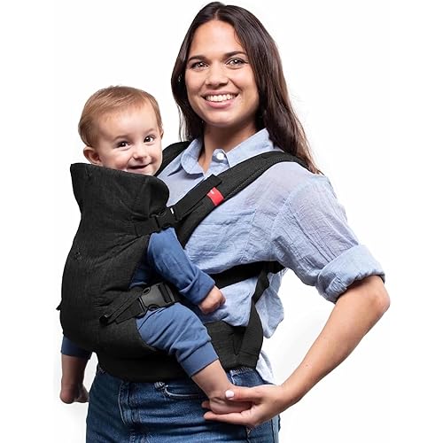 YOU+ME 4-in-1 Lightweight Baby Carrier Newborn to Toddler 8–32 lbs – Certified Hip Healthy, Hands Free Baby Chest Carrier with 3D Mesh Panels, Detachable Bib, Adjustable Seat & Head Support (Black)