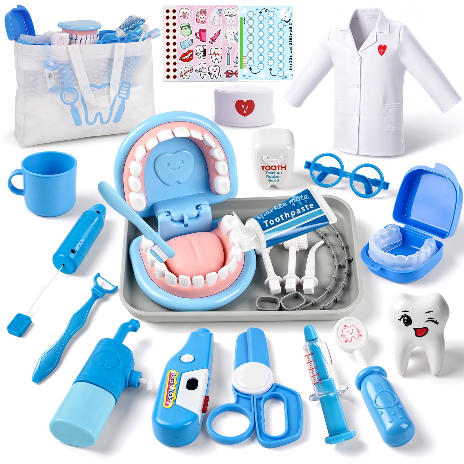 Kids Dentist Play Set, Pretend Dental Doctor Kit, Role Play Toy Age 3+ Gift