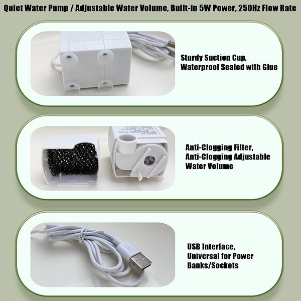 Bebedero para Jaula de Pájaro,Fuente Automática con Alimentación USB,Ducha para Periquitos, Cotilas, Agapornis, Cacatúa, Loros Grises Africanos - para Jaula Interior: Periquitos, Agapornis, Ninfas, Ca - 4