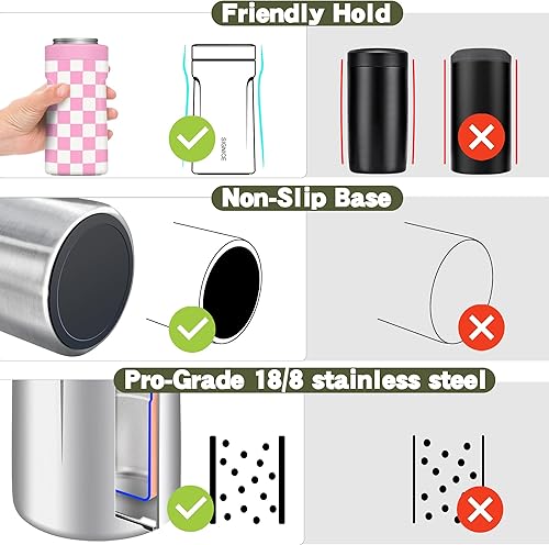Miniatura 16 de Enfriador de latas universal aislado 3 en 1 – Aislador al vacío de doble pared de acero inoxidable delgado para botellas de cerveza de lata regular
