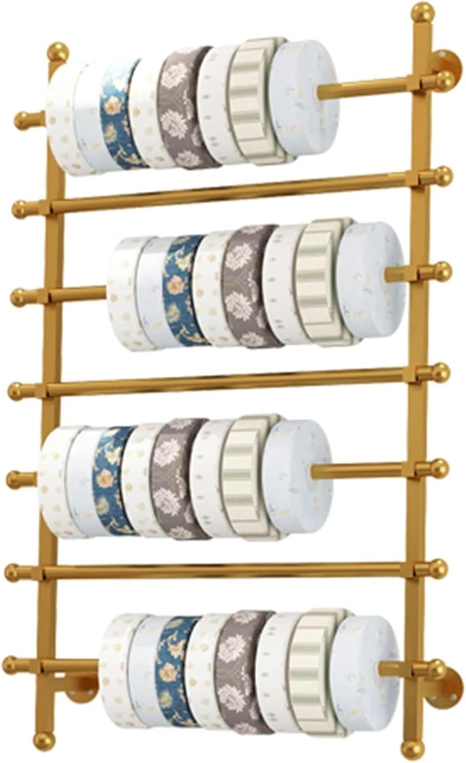 Flower Shop/Gift Shops Wrapping Paper Ribbon Display Stand Rack, Wall Mounted Metal 7 Tier Multi-Purpose Organizers for Silk Scarf/Shawl/Fabrics~/