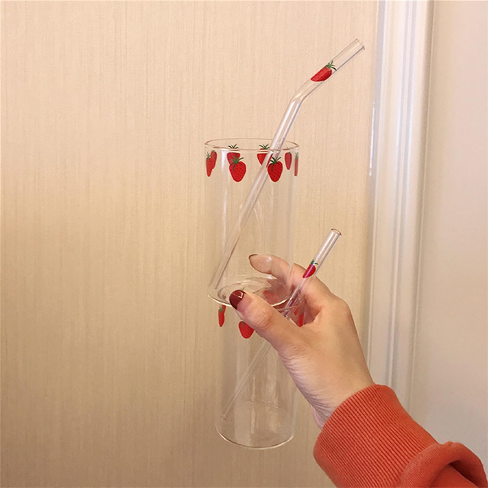 Tazze Bicchieri Fragola caffè Latte Acqua Bicchieri Trasparenti Carini Regali per Ragazza Signora caffè tè