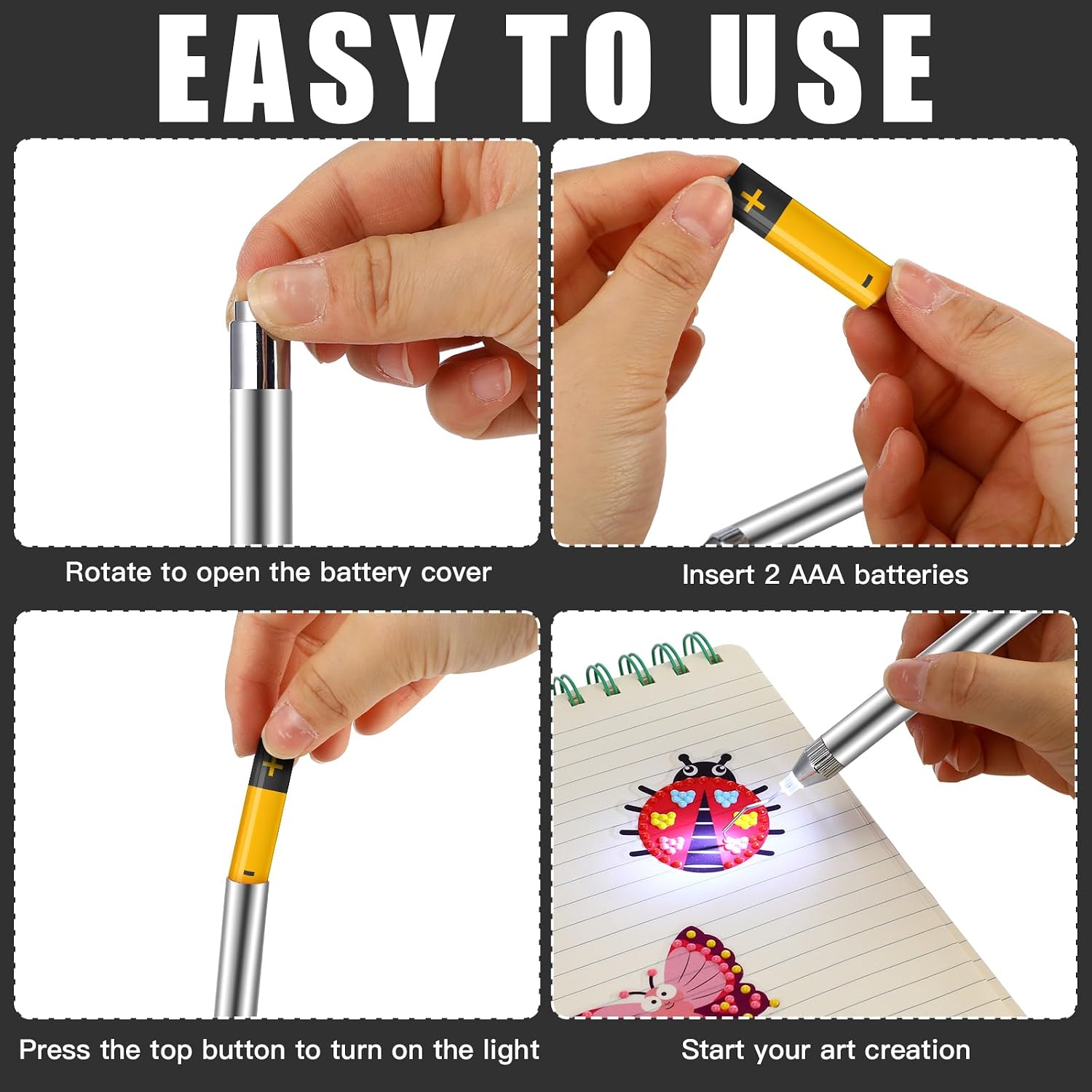 Therwen 2 Pcs LED Weeding Tools for Vinyl with Light Pin Hook Lighted Weeding Pen for Removing Iron on Tiny Vinyl Paper Silhouette Cutting Machines Supply(Rose Gold, Silver)