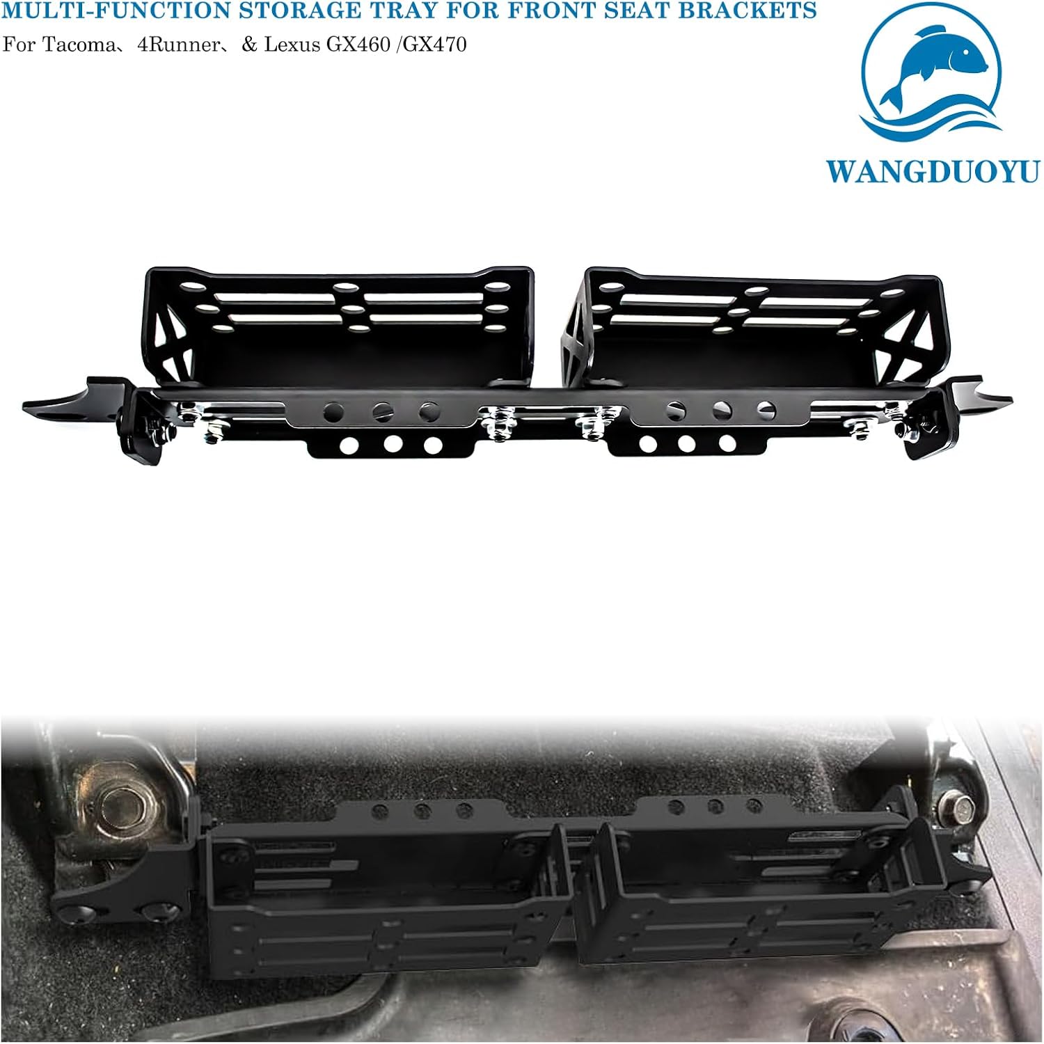 Front Seat Bracket Storage Tray Molle Panel Compatible with Toyota Tacoma 2005-2023, 4runner, and Lexus Gx460 Gx470