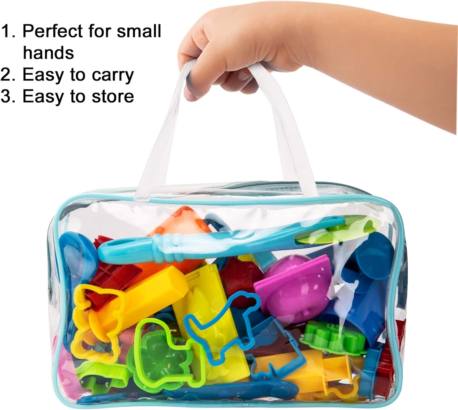 Dough Tools for Kids, 46Pcs Dough Tools Kit Include Assorted Colors Dough Accessory Molds Rollers Cutters Scissors and Storage Bag