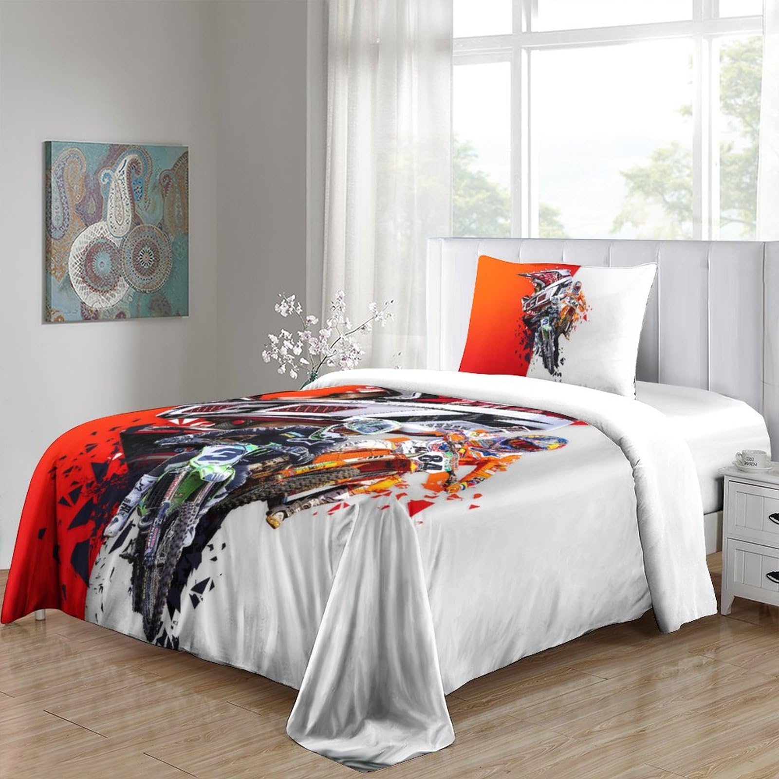 Tbrand - Set Di Biancheria Da Letto Per Motocross Racer 3D, Per