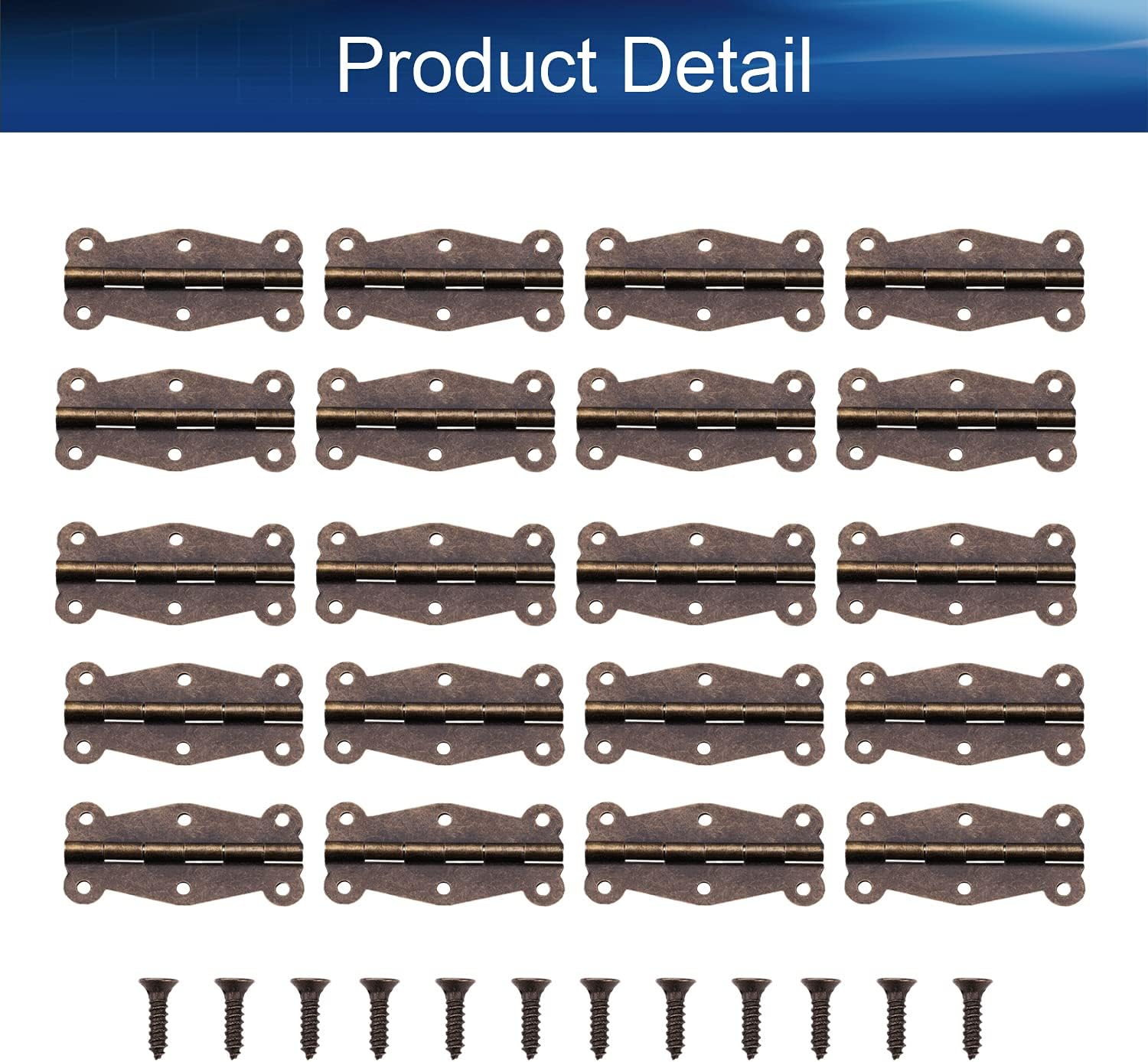 Cabinet Door Hinges 51x24mm (LxW) Iron Hinge for Box Cabinets DIY Projects Furniture Decorative Cabinet Bronze Tone 20PCS