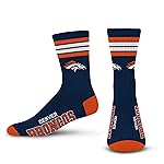 For Bare Feet NFL 4 Stripe Deuce Crew Sock, Denver Broncos, Large