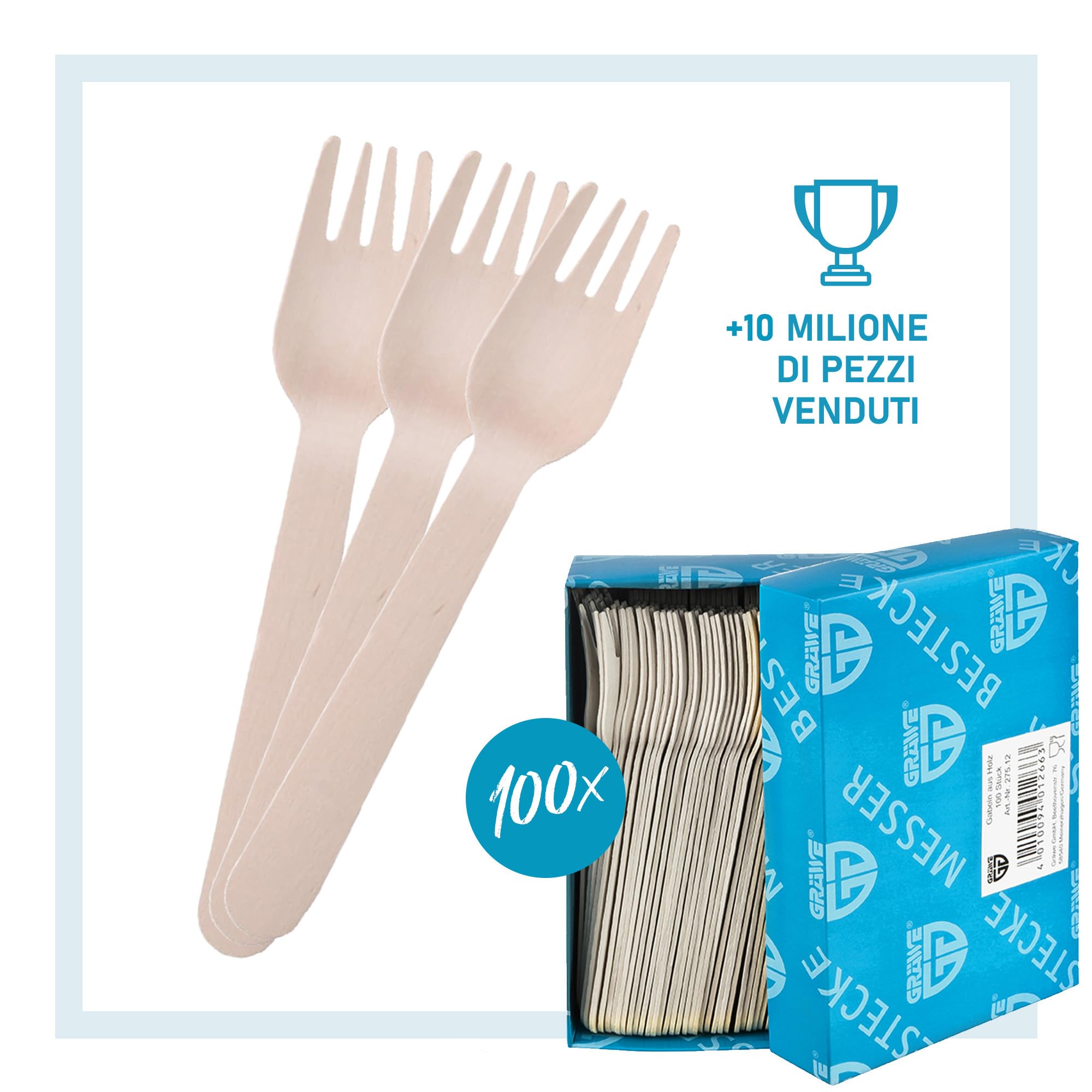 Forchette Di Legno Monouso Gräwe - Confezione Da 100, Biodegradabili Ed Ecologiche - Foto 10