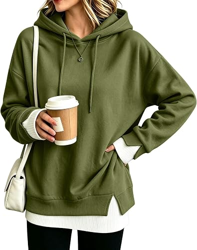 Coal2ToalPW Lightweight Sweatshirt Womens Fake Two Piece Hooded Sweatshirt Casua