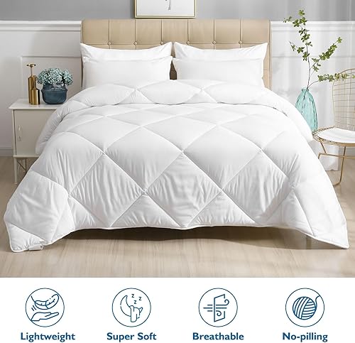 Miniatura 2 de Dafinner Edredón ligero tamaño individual, edredón delgado refrescante para todas las estaciones, manta acolchada de microfibra alternativa de felpa