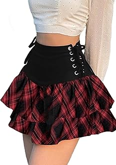 Womens Ruffle Tie Close Skirts Black Mini Skirt High Waist Goth Punk Skirt Girls Pleated Skirt Summer