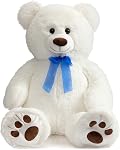 HollyHOME Teddy Bear Stuffed Animal Plush Giant Teddy Bears with Footprints Big Bear 36 inch Beige
