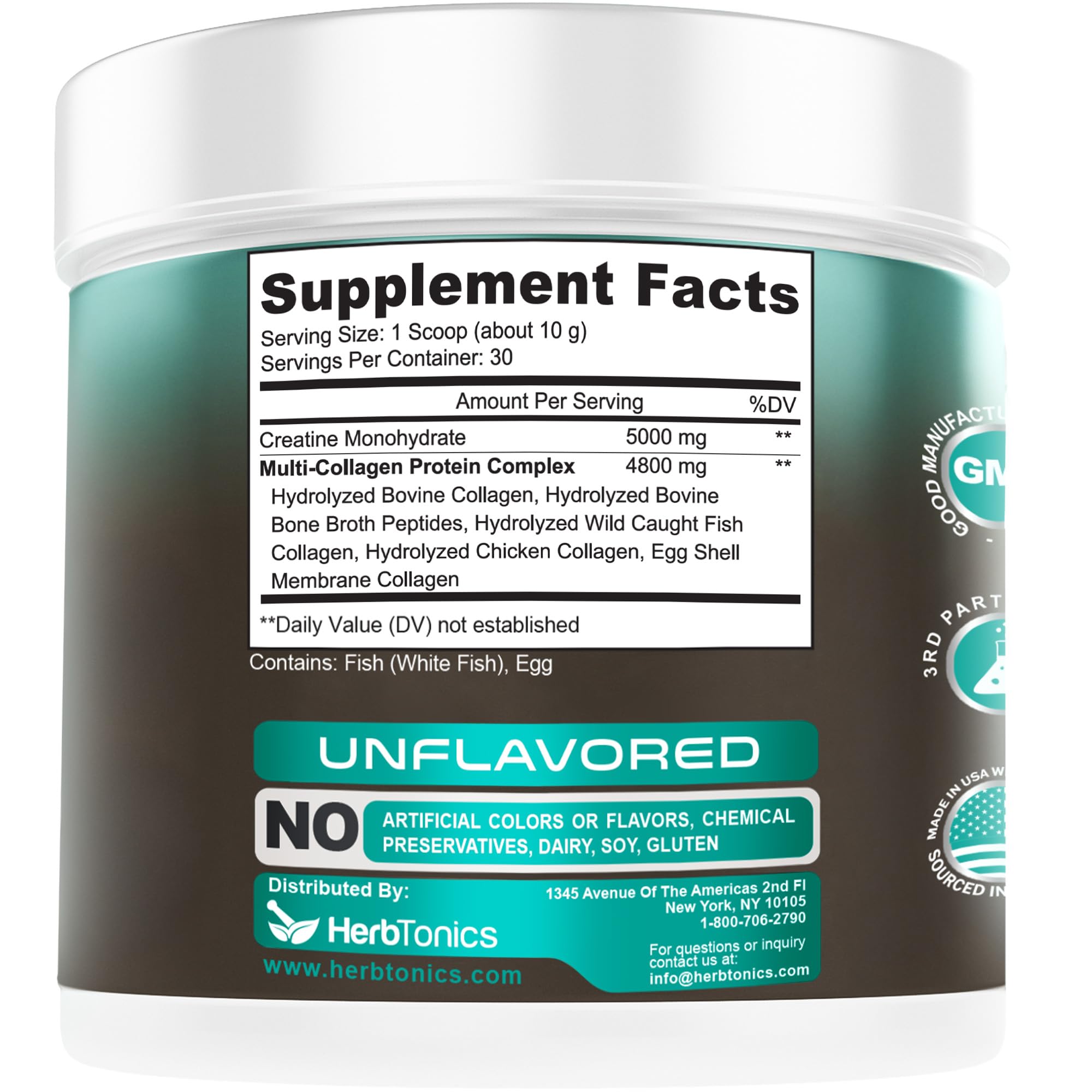 Herbtonics Creatine for Women 5g Creatine Monohydrate + 4.8g Multi Collagen — Amazon image 9