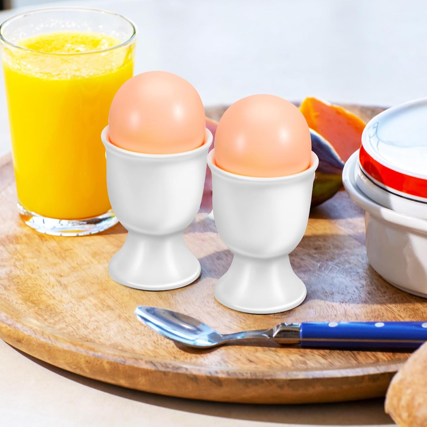 4pcs Ceramic Egg Cups Boiled Egg Holders Non-porous Porcelain Breakfast Tableware for Family Dining and Versatile Kitchen Use