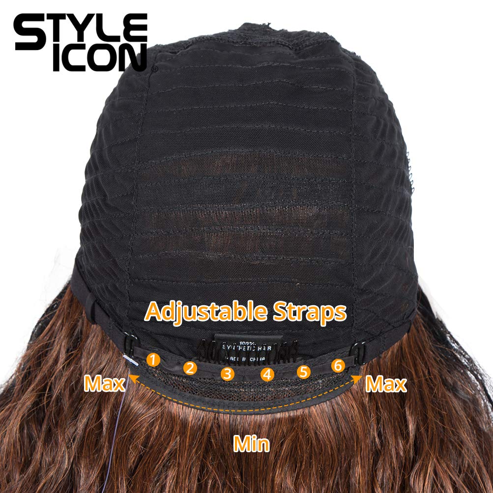 Style Icon Y Part Lace Wigs 32" Middle Part Lace Front Wigs Synthetic Wigs Ombre Lace Wig Density 130% (Y-Part Lace Wigs, TAT1B/33D/130E)
