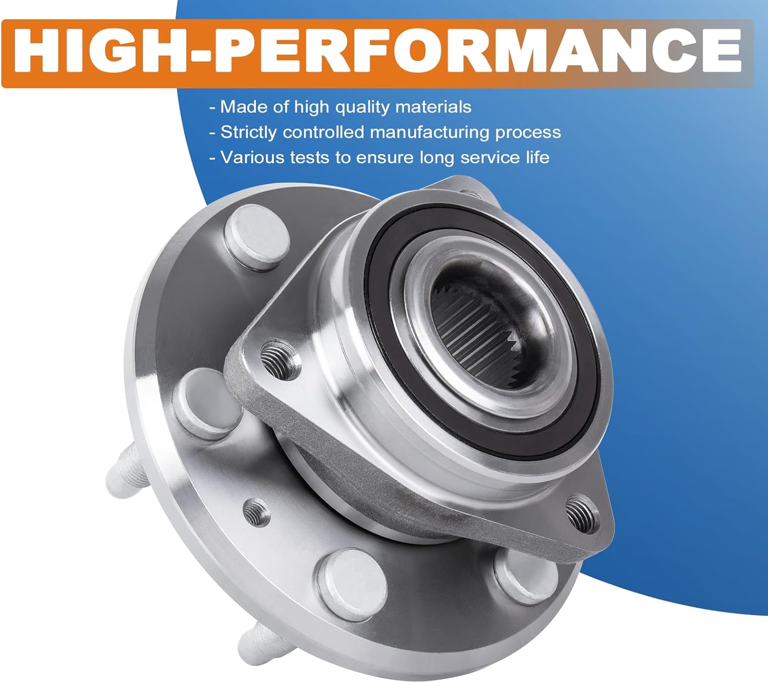 Front/Rear Wheel Hub Bearing Assembly 2 PCS Compatible for 2008-2017 Buick Enclave, Compatible for 2009-2017 Chevrolet Traverse, Compatible for 2007-2017 GMC Acadia 6 Lugs Replace 513277