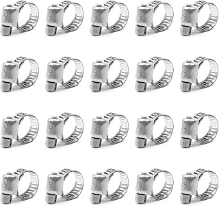 20Pcs-Hose Clamp,304 Stainless Steel Hose Clamps, Adjustable 6-12mm (1/4-1/2 inch) Range Hose Clips,Worm Gear Hose Clamp Fuel Line Clamp for Plumbing/ Automotive /Mechanical Application