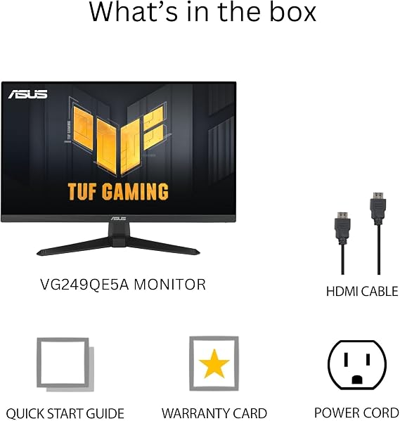 ASUS TUF Gaming 24 (23.8 viewable) 1080P Monitor (VG249QE5A) - FHD, 144Hz Overclock to 146Hz, IPS, Extreme Low Motion Blur Sync, 1ms, Speakers, Variable Overdrive, DisplayWidget Center,