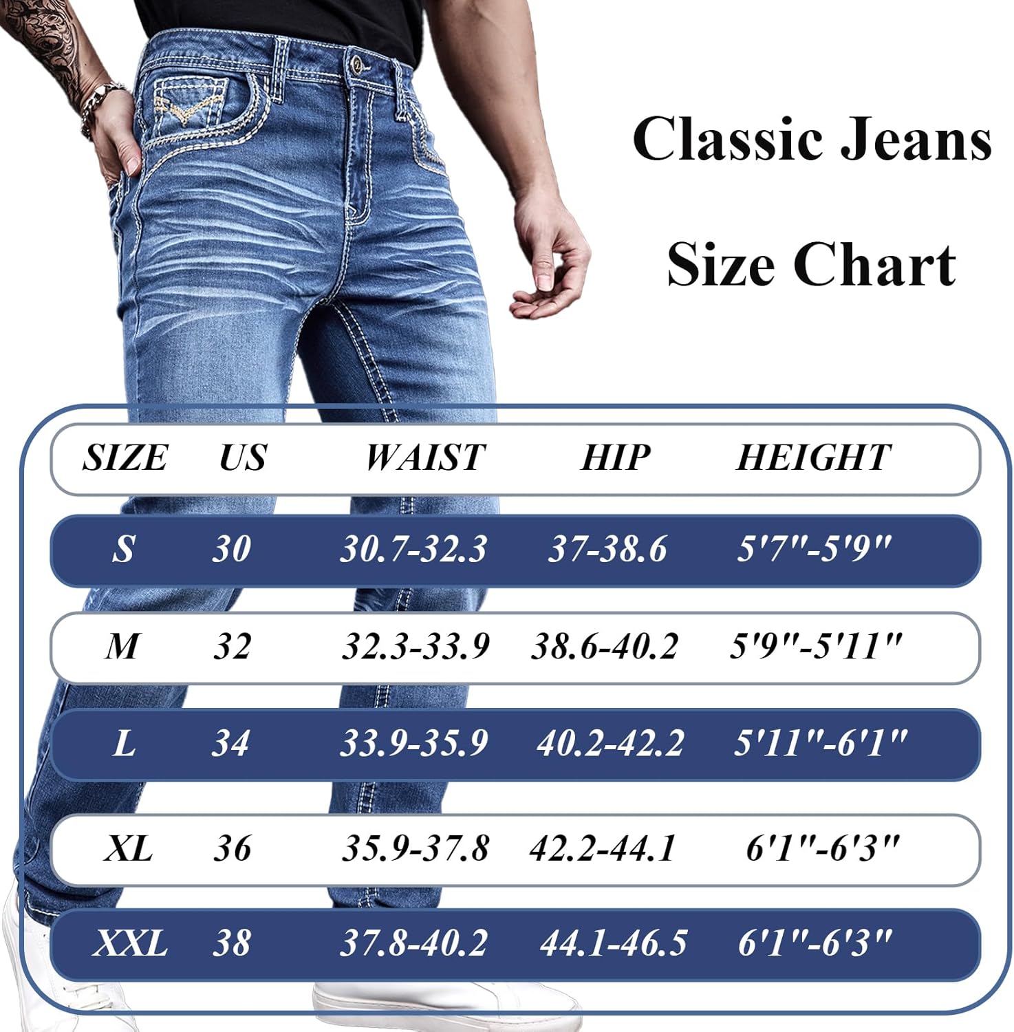 Classic Fit Jeans for Men Embroidered Design All Season Adult Denim Work Pants Everyday Casual Style Men's Pants - Image 6