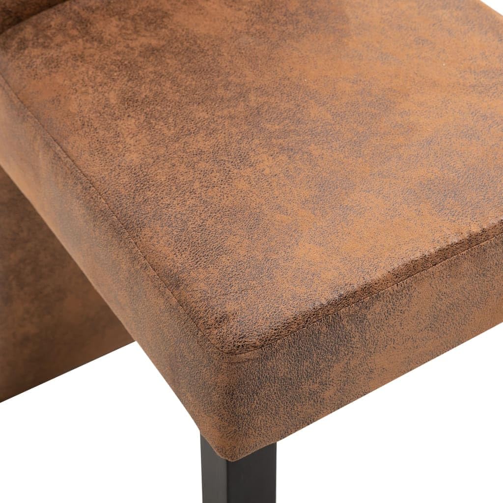 vidaXL Dining Chairs 4 Pcs, Side Chair with Solid Wood Legs, Accent Dining Chair for Home Kitchen Living Room Bedroom, Brown Faux Suede Leather