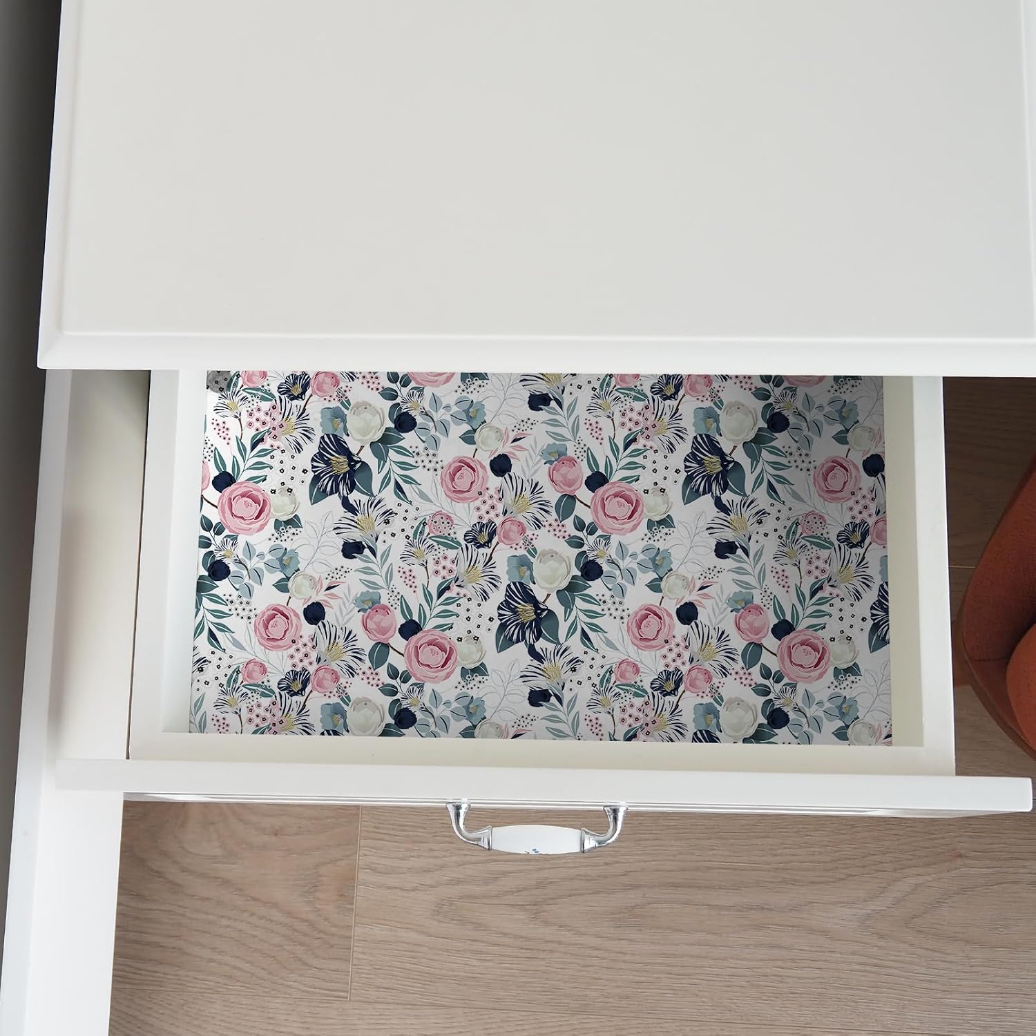 Pink White Peony Floral Wallpaper Colorful Wildflowers Botanical Leaf Peel and Stick Wallpaper Removable Sticky Floral Contact Paper for Shelf Bedroom 12"x118" Spring Flower Wall Paper