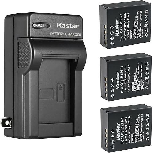 Miniatura 8 de Kastar Paquete de 4 baterías totalmente decodificadas y cargador de pared de CA para Olympus BLH-1, BLH-01, PS-BLH1, batería BLH1, cargador BCH-1,