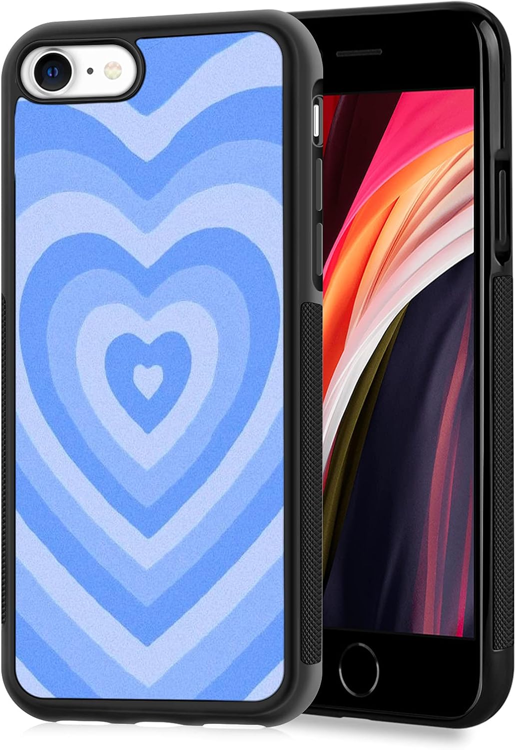 OOK Case Cover for iPhone 7/8/SE 2022/2020 4.7 Inch, Blue Heart Pattern Soft TPU and Hard PC Shock Absorption Case Full Body Protection Case Compatible iPhone 7/8/SE2/SE3