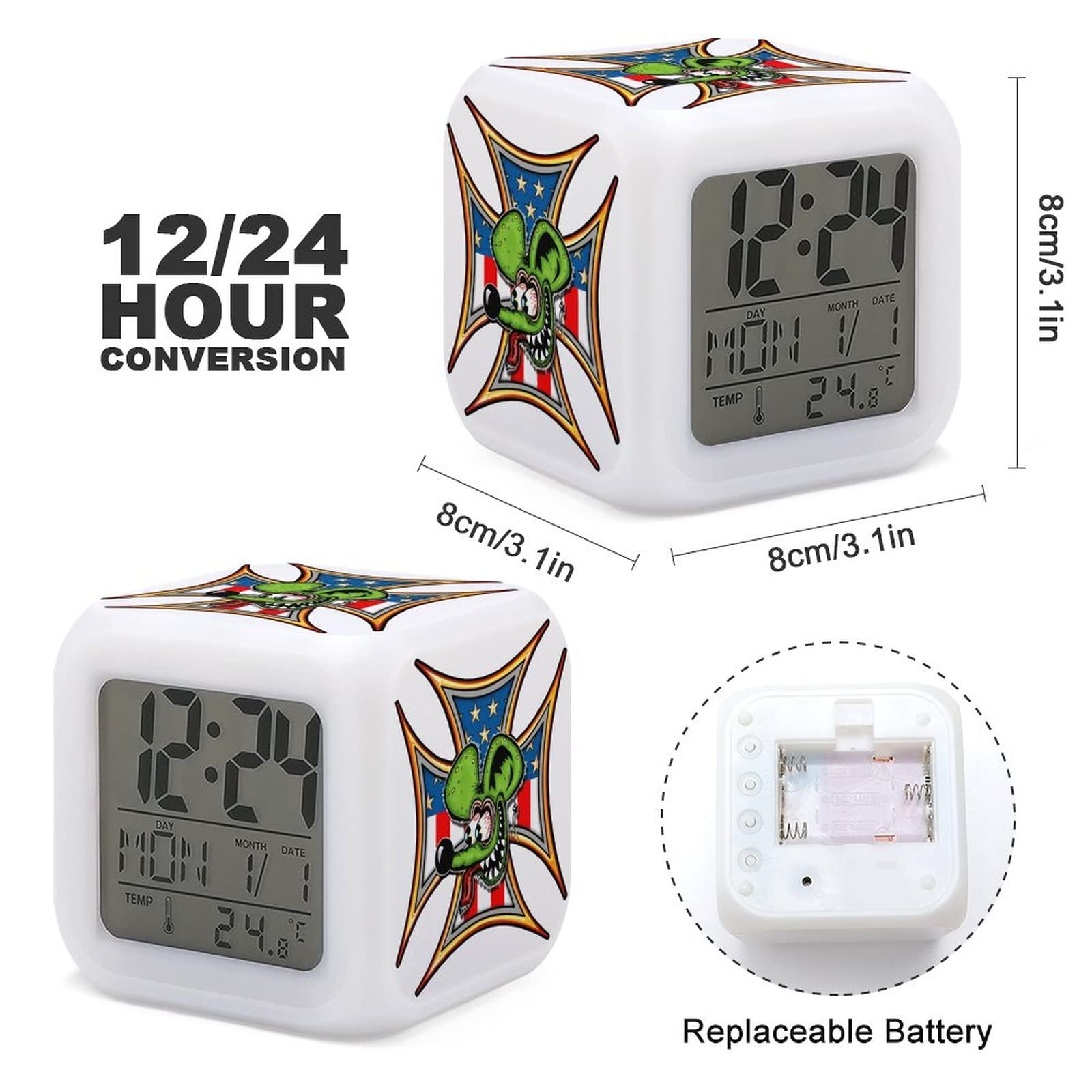 Amazon.co.jp: ラット フィンク 目覚まし時計 デジタル時計 七彩る時計