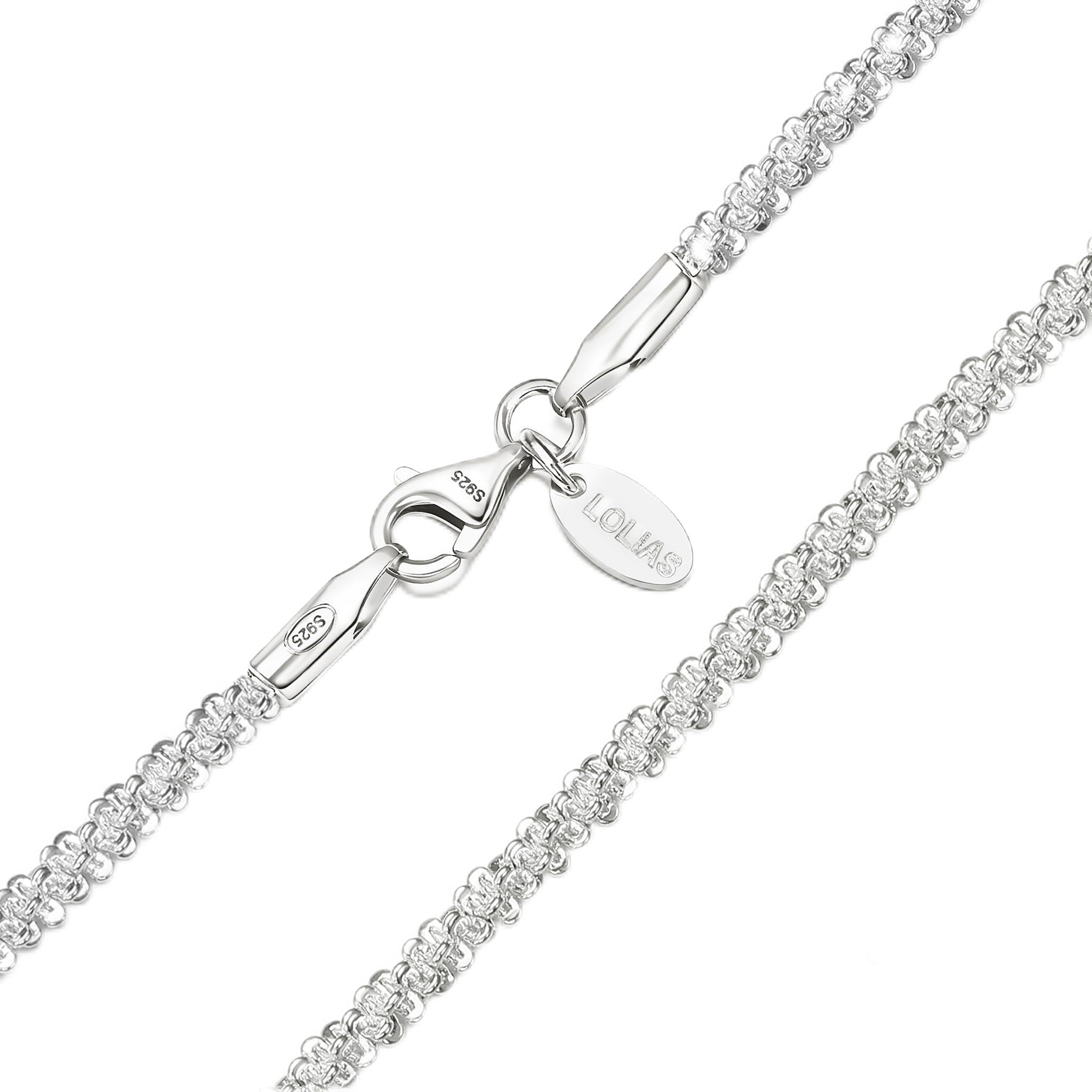 NKlaus Collana Donna In Argento 925, Catena Ad Ancora 38 Cm Con Taglio A Diamante, Larghezza 1,7 Mm, Gioiello Elegante E Resistente