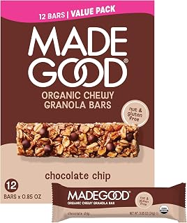 MadeGood Chocolate Chip Granola Bars, 12 Healthy Snack Bars, 0.85 oz Each