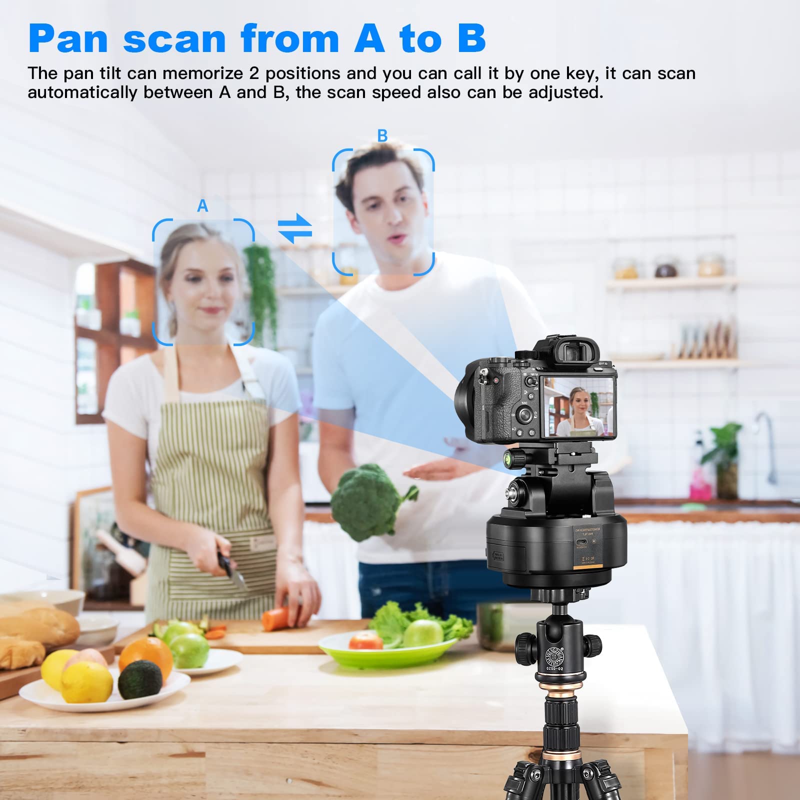 Soonpho M6 Auto Face Tracking Motorized Rotating Panoramic Tripod Head, AI Smart Face Body Tracking Remote Control Pan Tilt Head mit Fernbedienung und Handy-Clip