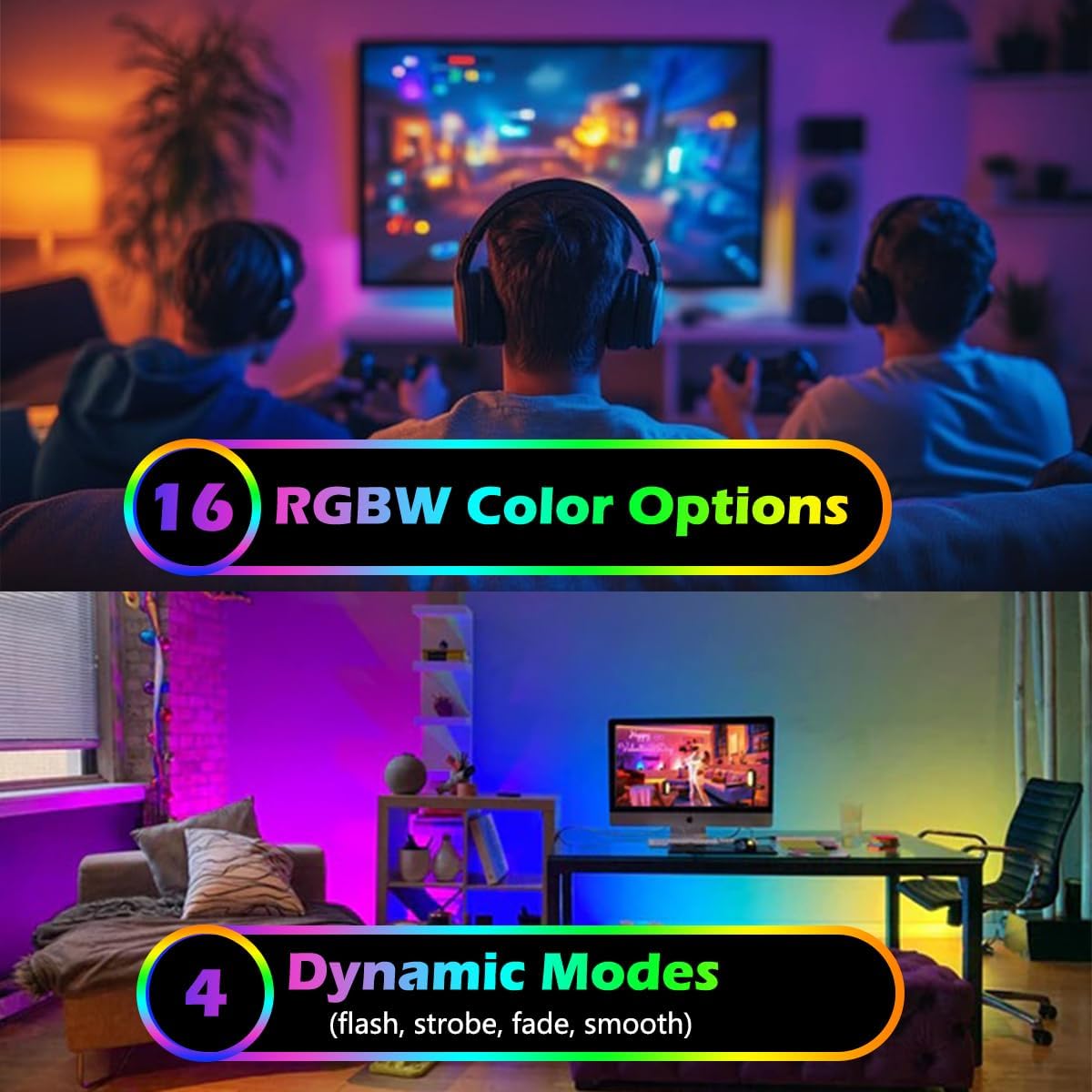 Spot Light with Remote Control Indoor, RGBW Color Changing Wall Light, Mini Spot Lights for Plant, Painting, Artwork, Accent Lighting 2 Pack (Black)