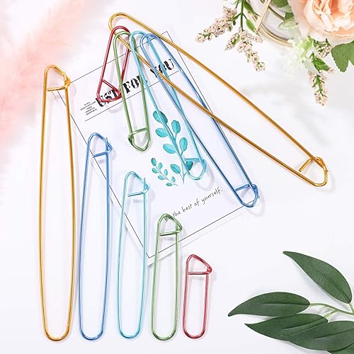 Miniatura 6 de BESPORTBLE Juego de 10 soportes para puntada de tejer, 10 unidades en 5 tamaños (2.4 in, 3.5 in, 4.7 in, 5.9 in, 7.9 in), aleación de aluminio para