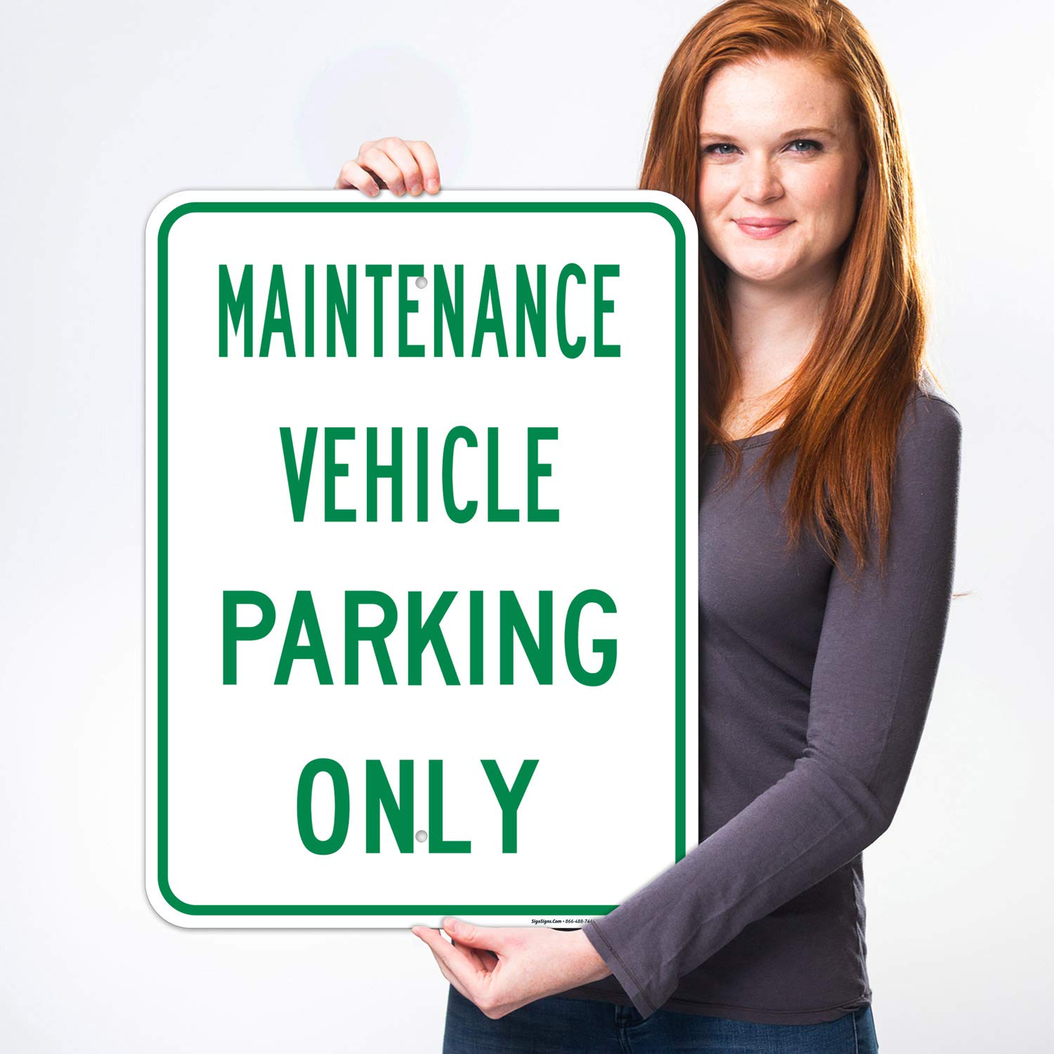 Maintenance Vehicle Parking Only Sign, 18x24 Inches, Rust Free .063 Aluminum, Fade Resistant, Easy Mounting, Indoor/Outdoor Use, Made in USA
