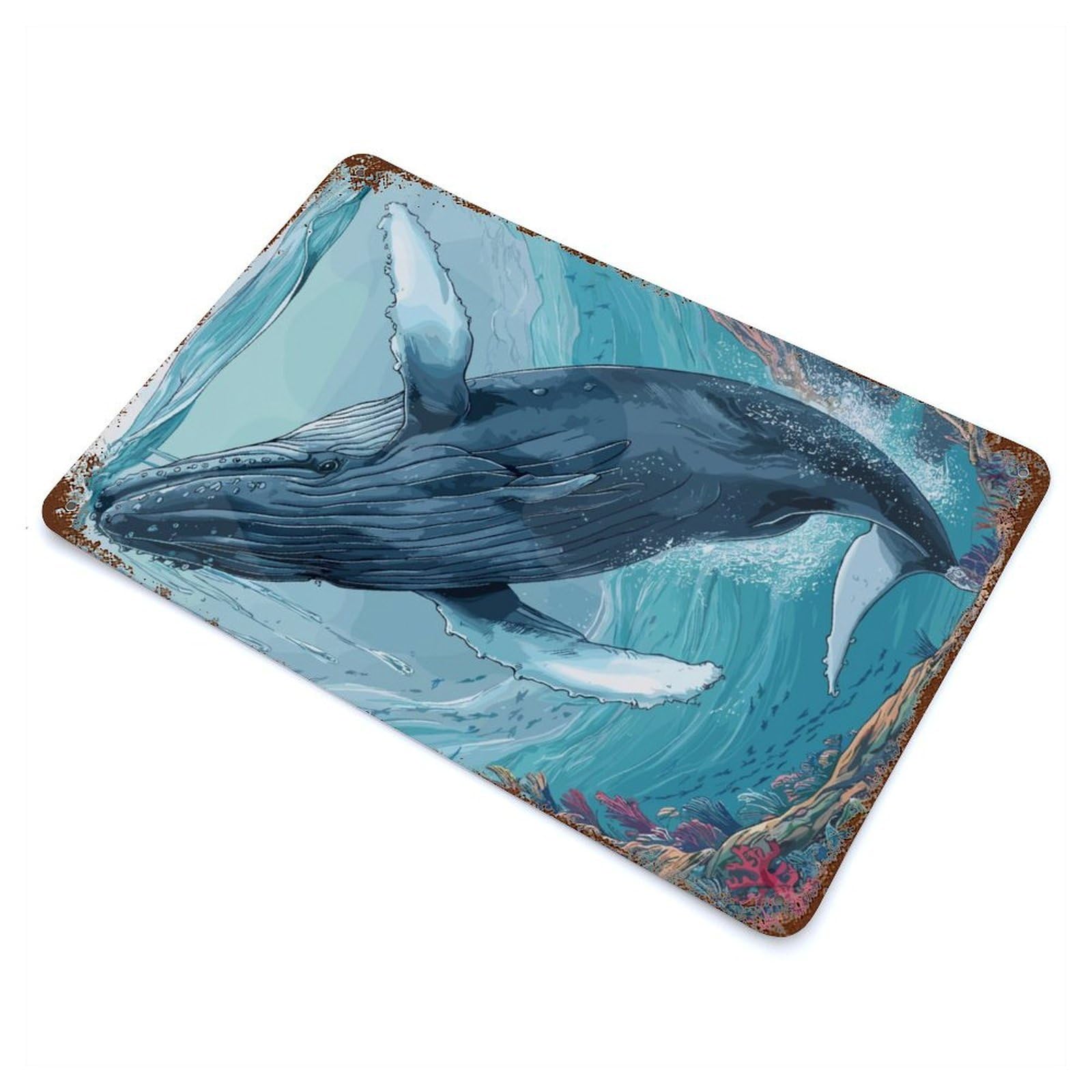 Humpback Whales Animals Retro Metal Sign 11.8"x7.9", Ideal for Cafe, Home Bar And Lounge Decor