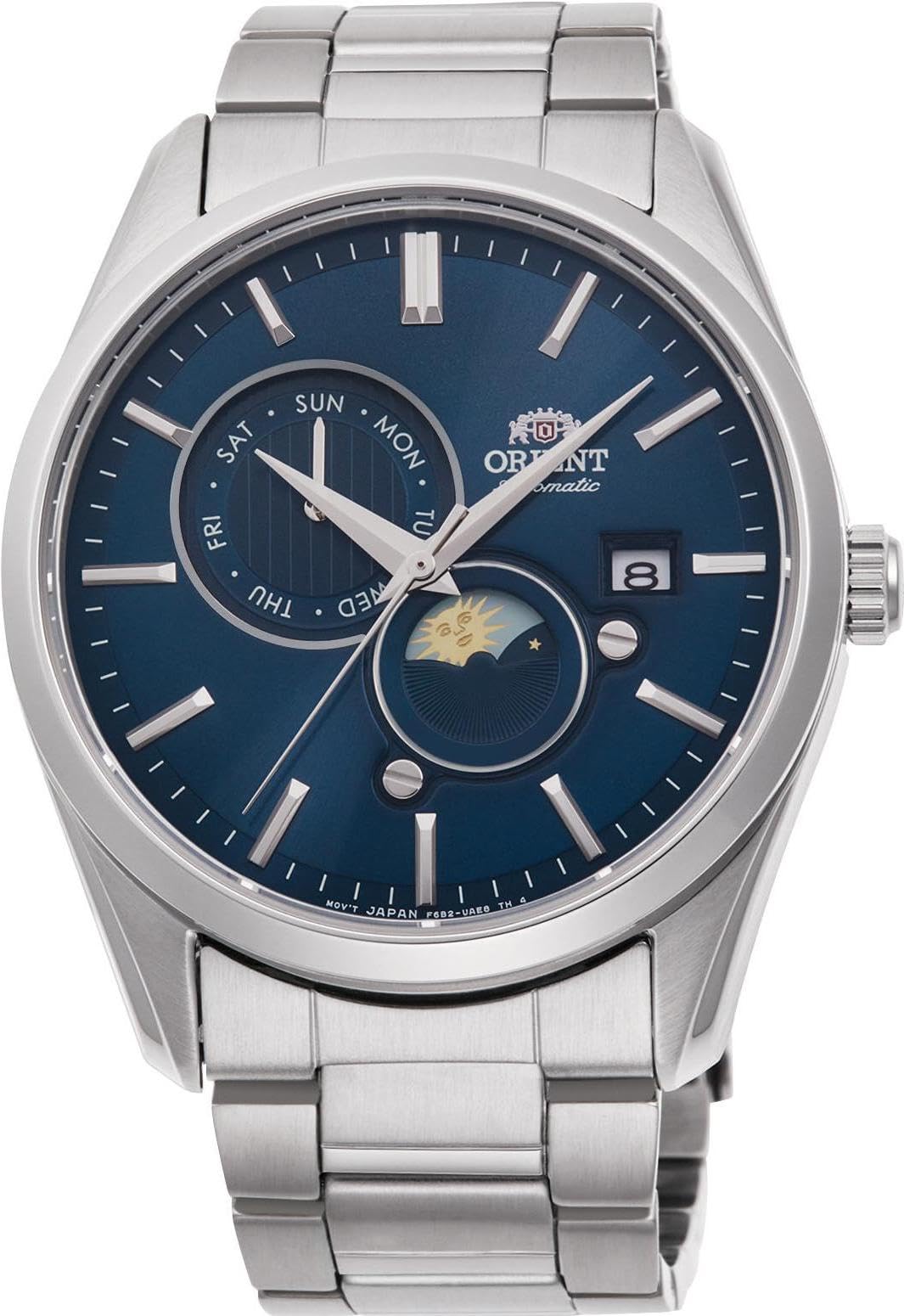 Orient Herren Automatik Armbanduhr in der Farbe Silber mit Armband aus Edelstahl, Wasserdichtigkeit: 5 bar, Gehäusedurchmesser: 41 mm, RA-AK0308L10B