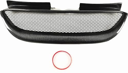 Parrilla de malla de parachoques delantero para Hyundai Genesis Coupe 2008-2012 fibra de carbono negra