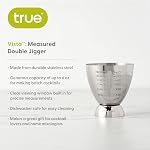 True Vista Double Jigger for Bartending, 6 Ounce Measuring Cup & 1 Ounce Cocktail Jigger Base, Stainless Steel Silver Polish Alcohol Measuring Tools & Barware Essentials, Set of 1, Silver