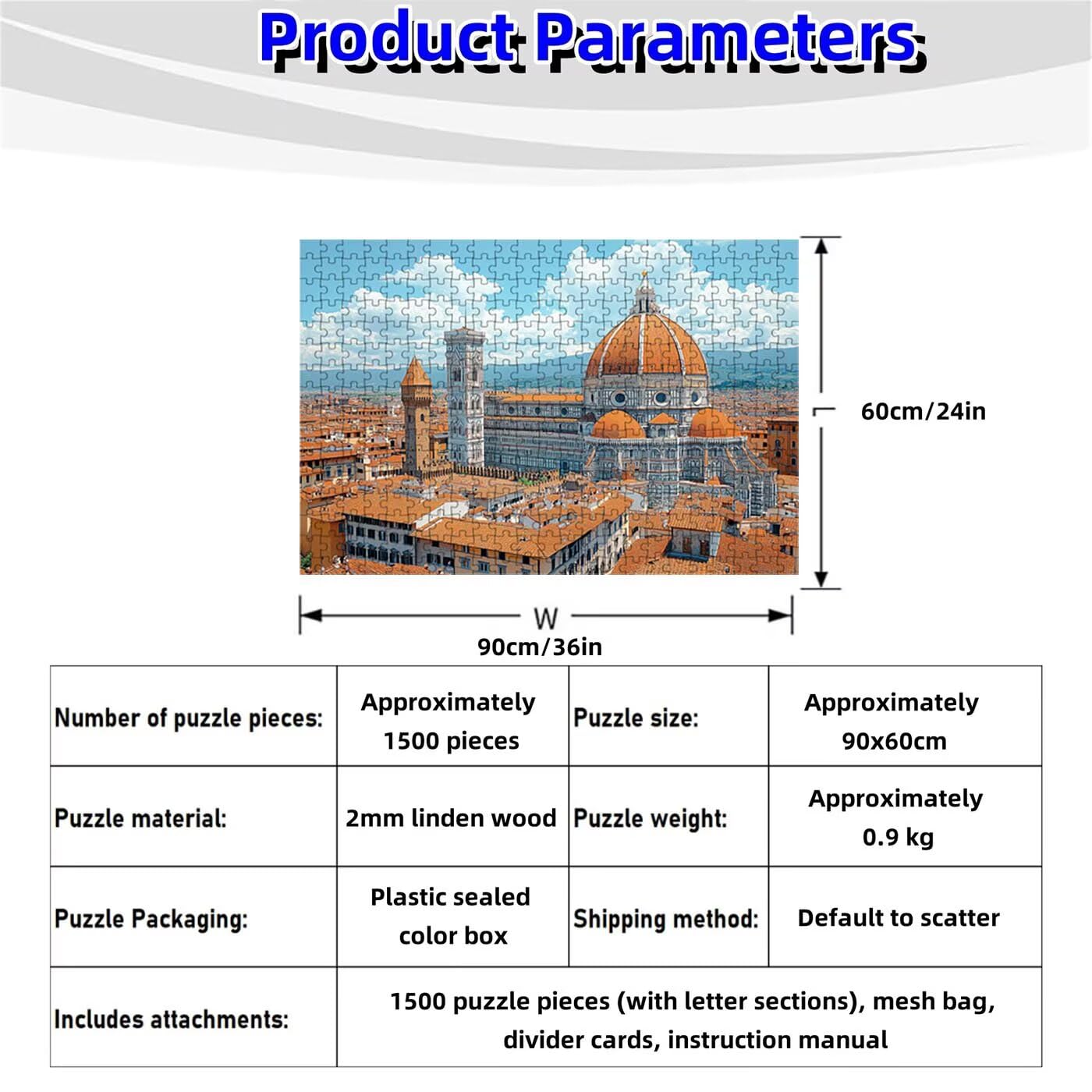 Puzzle 1500 Pezzi Città Puzzle 1500 Pezzi Legno per Adulti Il Feedback è, Splendidamente Confezionato in Una Scatola di Cartone, Trasportabile in Una Borsa a Rete per Regalo Donna 60 x 90cm RXPT-7148