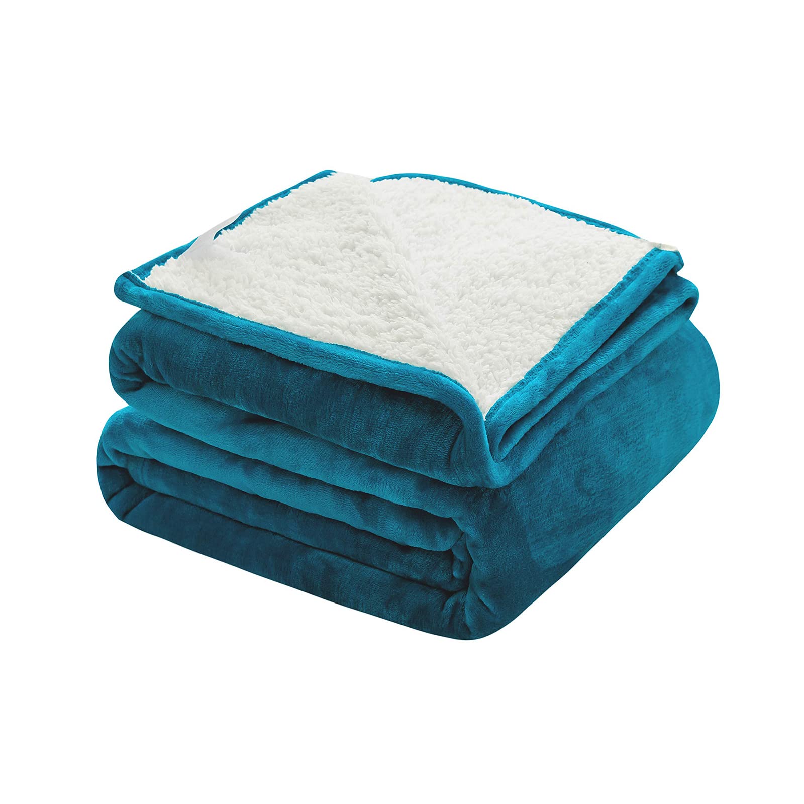 DreamQuilWeighted Blanket for Adults Reversible White Fleece, Thick - Warm Twin Size Plush Winter Blankets for Bed Couch, Blue (60 x 80 in)